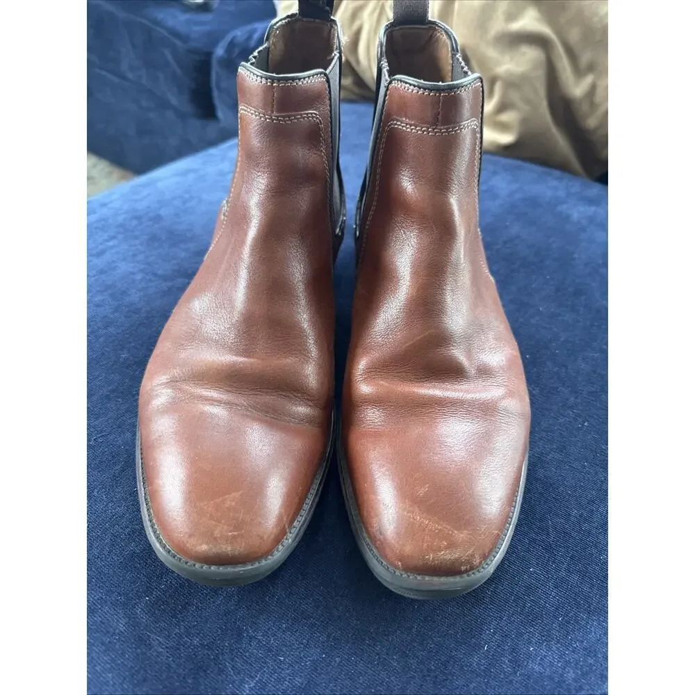Johnston Murphy Mens 9M Brown Leather Boots Elastic Ankle SKU: 15483 Shoes